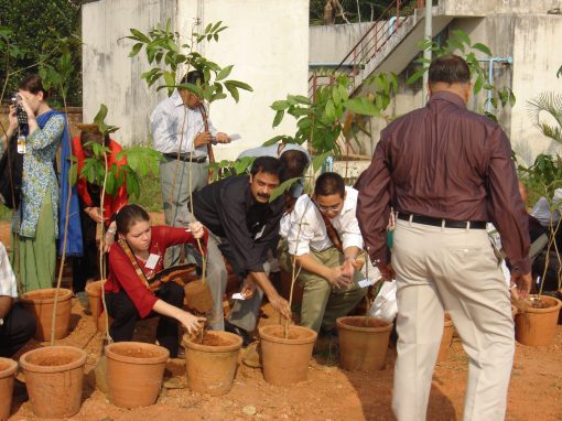 The tree planting ceremony during the Mid-Year Fulbright Conference in Kozhikode, India, Jan 2005