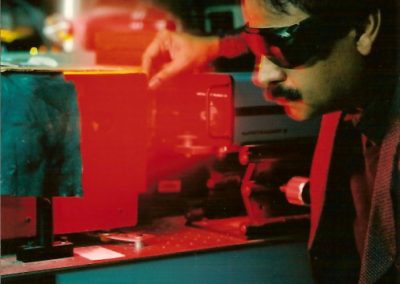 Professor Misra aligning the red laser beam around 620 nm to enter the autotracker