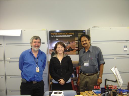 Prof. Misra with Dr. Paul Mahaffy, Chief of the Laboratory for Atmospheres/Code 699 and Ms. Michelle Sybouts, a summer intern, at NASA Goddard Space Flight Center, August 2008