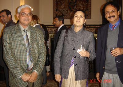 Dr. Jagadish Shukla, Professor & Chairman of the Climate Dynamics Department at George Mason University, Ms. Meera Shankar, Ambassador of India to the U.S., and Prof. Misra at the Indian Embassy Reception hosted by the Ambassador in honor of visiting dignitary from India, Mr. Kapil Sibal, 2009