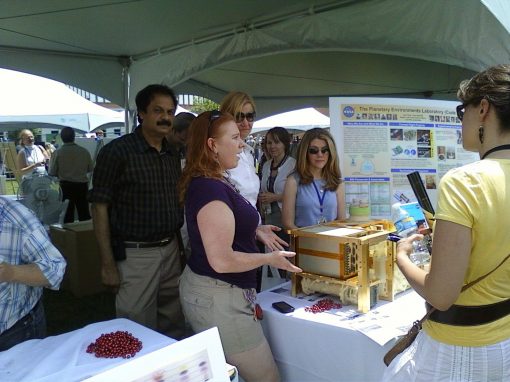 Dr. Misra at the Planetary Environments Laboratory booth during the NASA GSFC Science Jamboree held June 2, 2010.