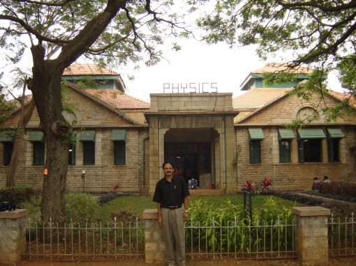 Professor Misra in front of the Physics building at the Indian Institute of Science, Bangalore, India 2005