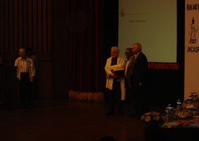 Professor Heeger with C.N.R. Rao in the J.N. Tata Auditorium during the 10th Rajiv Gandhi Science & Technology Lecture